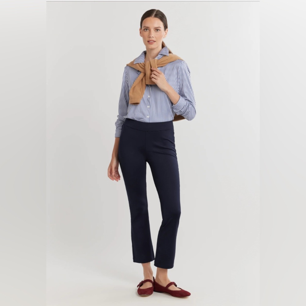 Dudley Stephens Navy Cropped Track Pants with High Waist